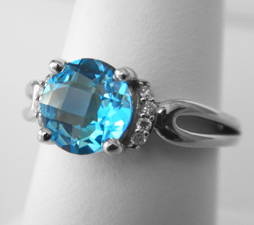 white gold blue topaz and diamond ring