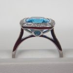 side view of blue topaz ring