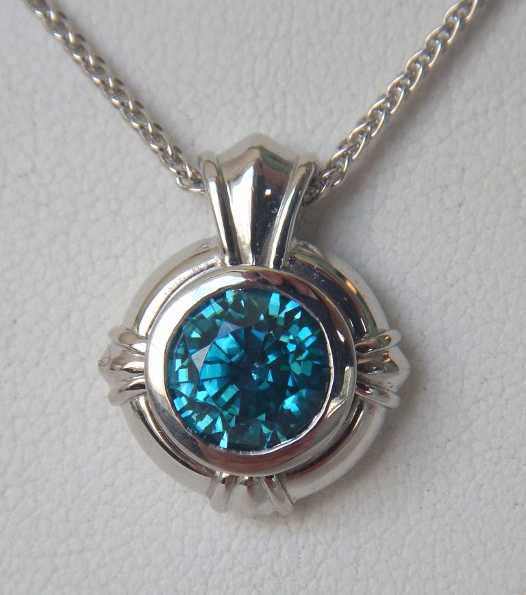 blue zircon pendant