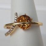 yellow gold citrine and diamond ring