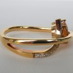 side view of yellow gold citrine and diamond ring