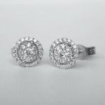 white gold diamond cluster stud earrings