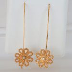 yellow gold diamond flower wire earrings