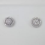 diamond cluster studs with diamond halo in white gold setting