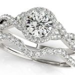 split shank diamond engagement ring with matching wedding band