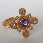 yellow gold amethyst and diamond ring