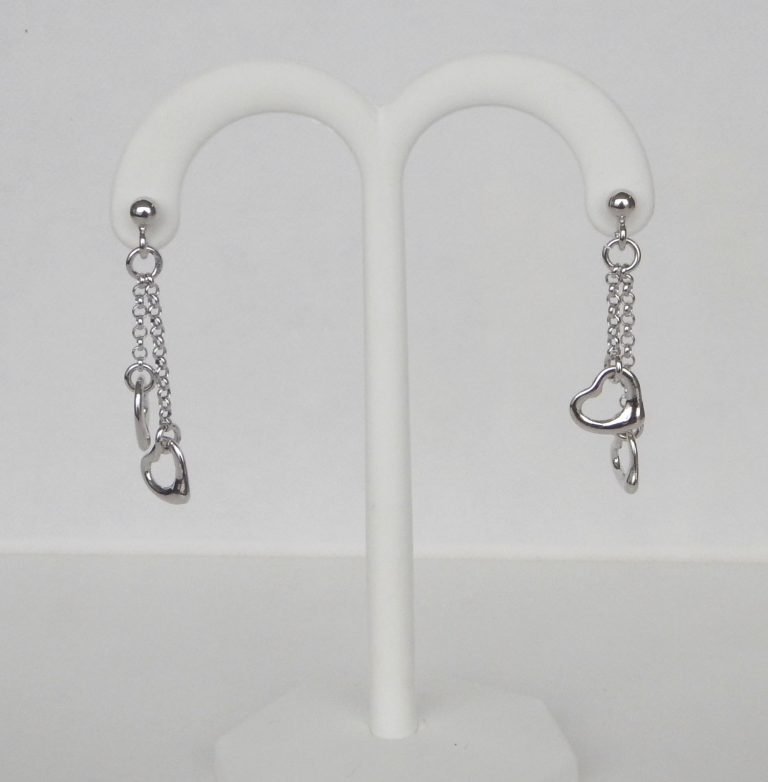 sterling silver heart dangle earrings