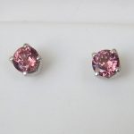 pink zircon studs in white gold setting