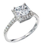princess cut diamond halo engagement ring