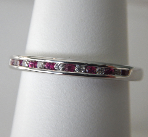 white gold ruby and diamond band