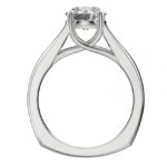 side view of diamond solitaire engagement ring with euro shank