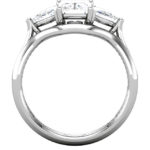 side view of three stone diamond engagement ring