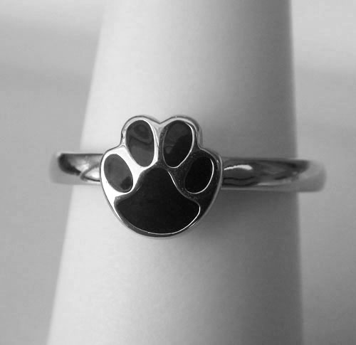 sterling silver paw print ring