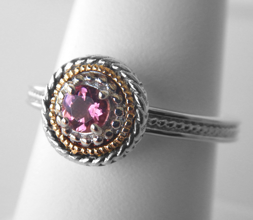 sterling silver pink tourmaline ring