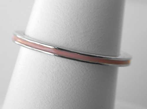 sterling silver thin pink enamel band
