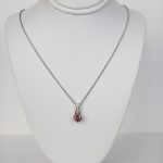 white gold pink zircon and diamond necklace