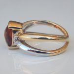 side view of two tone gold citrine and diamond ring