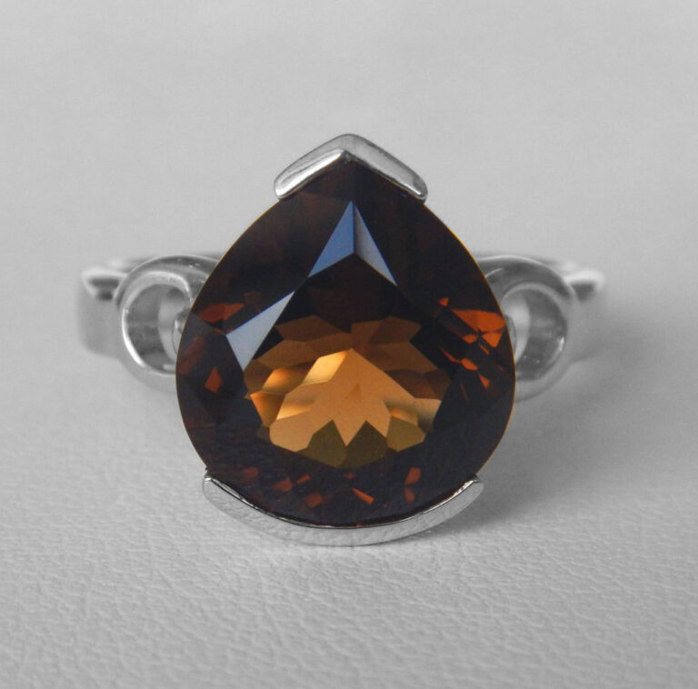 sterling silver cognac quartz ring