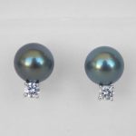 tahitian pearl and diamond stud earrings