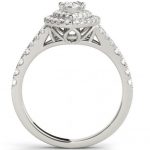 side view of diamond halo engagement ring