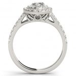 side view of marquise diamond halo engagement ring