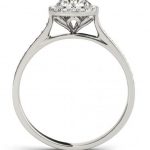side view of diamond halo engagement ring