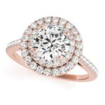 rose gold double halo diamond engagement ring