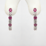 ruby and diamond hoop earrings in white gold setting