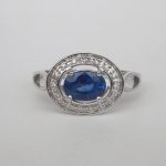 white gold sapphire and diamond halo ring