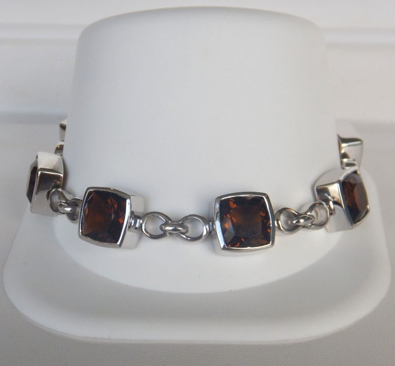 sterling silver smokey quartz bracelet