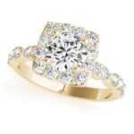 yellow gold square halo diamond engagement ring