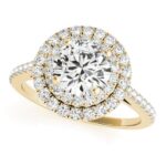 yellow gold double diamond halo engagement ring