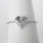 sterling silver diamond heart ring