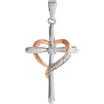 sterling silver heart cross pendant