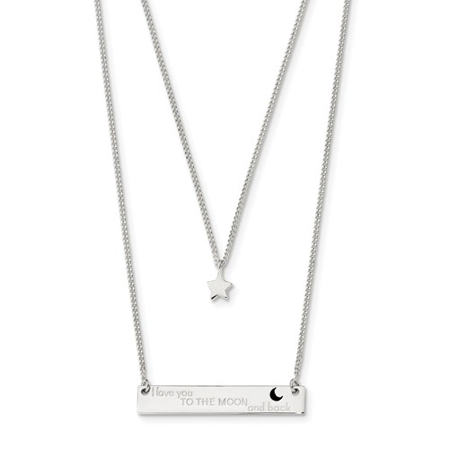 sterling silver bar and star necklace "I love you to the moon and back"
