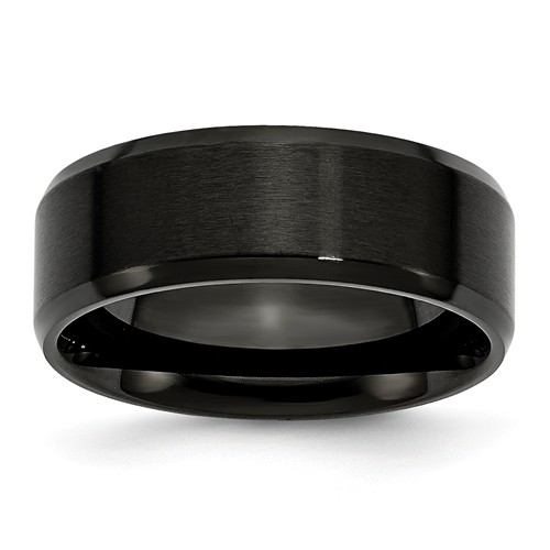 black stainless steel wedding band