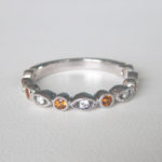citrine and diamond stacking ring white gold