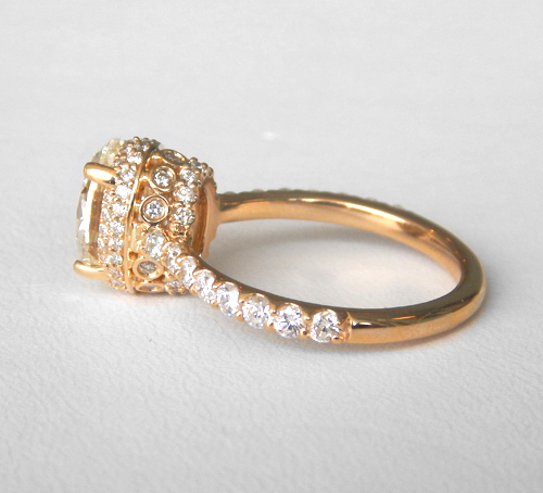 side view of custom designed engagement ring