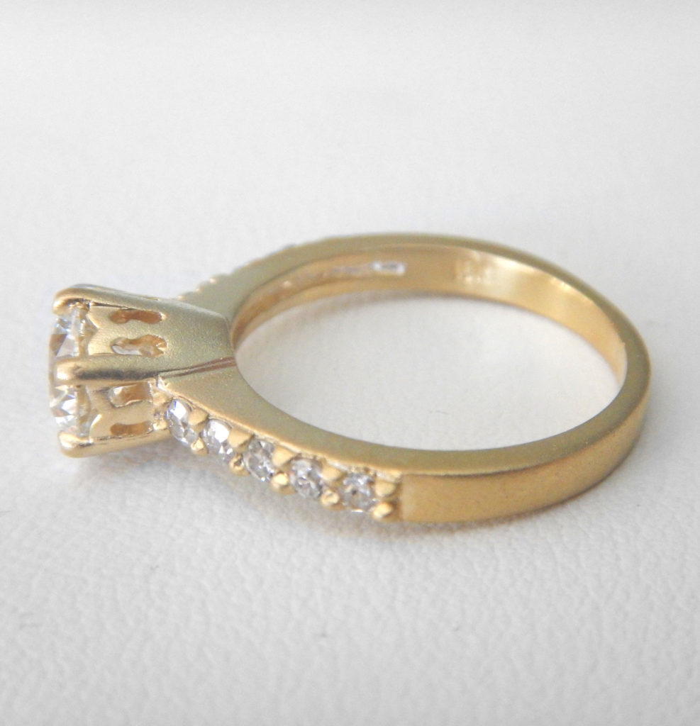 yellow gold custom made diamond engagement ring