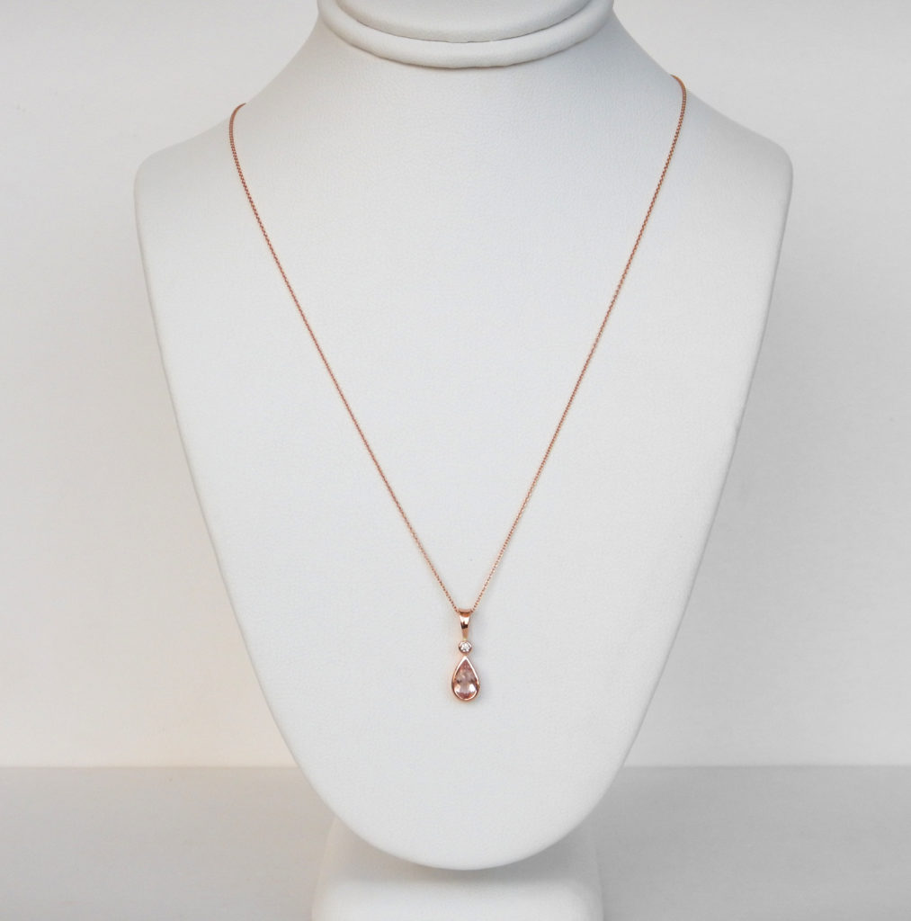 rose gold morganite and diamond necklace