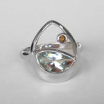 sterling silver green amethyst and citrine ring