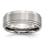 8mm stainless steel ridged edge wedding band