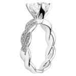 side view of twisted shank diamond engagement ring