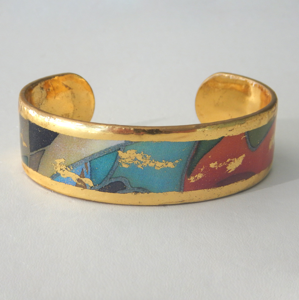 yellow gold colorful cuff bracelet