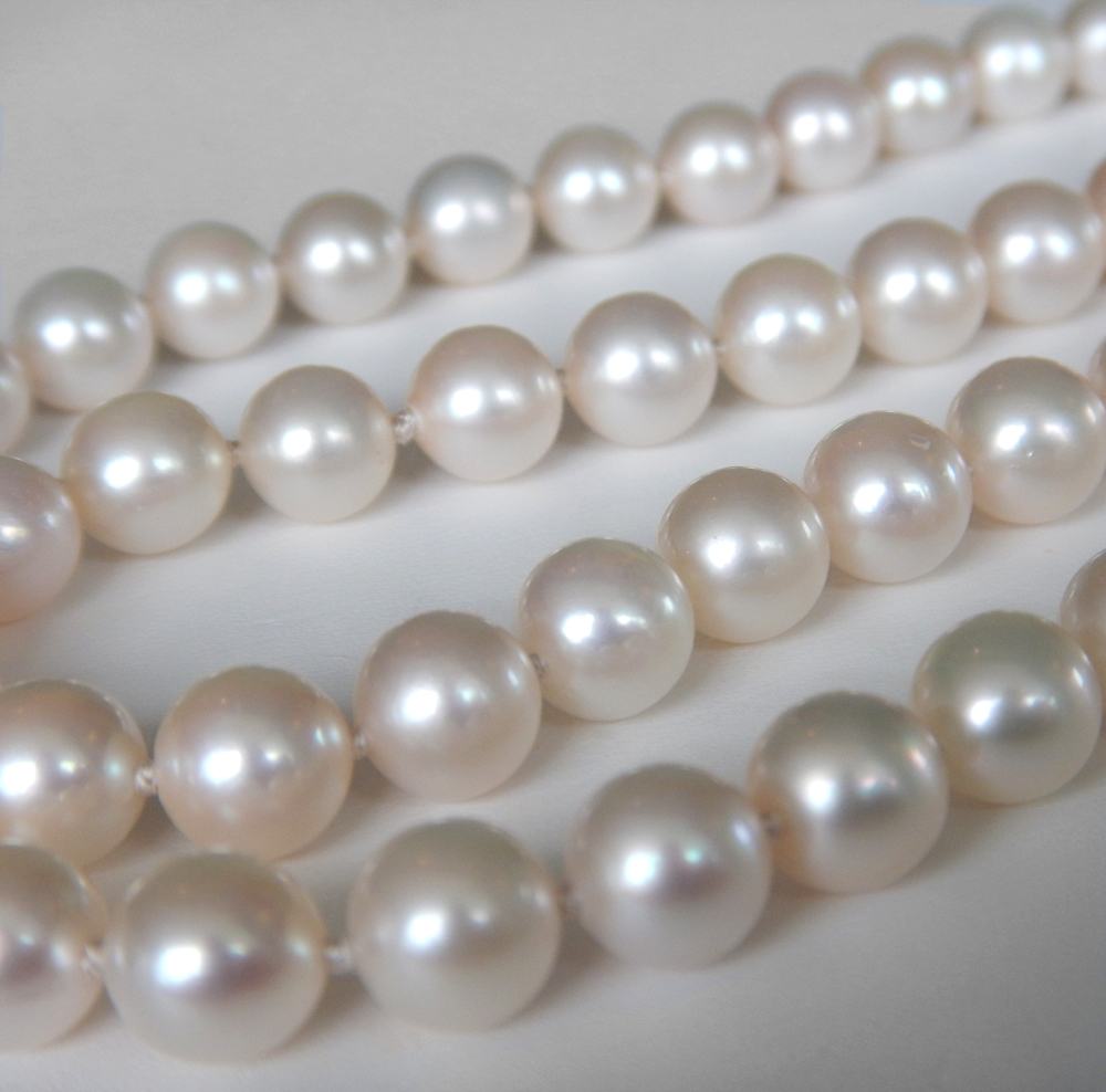 New Fashion 8MM-20MM blanc naturel Akoya Cultured Shell collier de perles 18" AAA 
