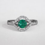 white gold emerald and diamond ring