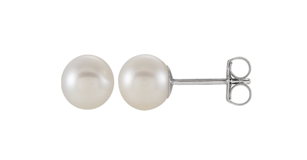white gold freshwater pearl studs