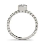 side view of white gold bezel set diamond engagement ring