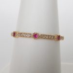 yellow gold ruby and diamond stacking ring