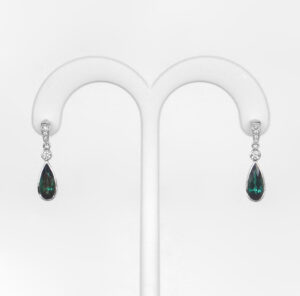white gold green tourmaline dangle earrings